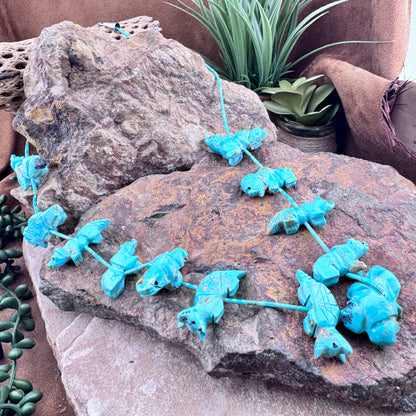 Vintage Animal Fetish Necklace with Turquoise Heishi - Estate