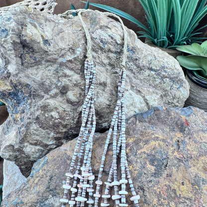 Vintage - Five-Strand Heishi Shell and Spiny Oyster Necklace - 36 Inches - Estate