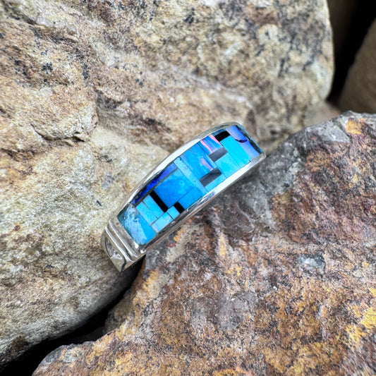 David Rosales Stardust Inlaid Sterling Silver Ring