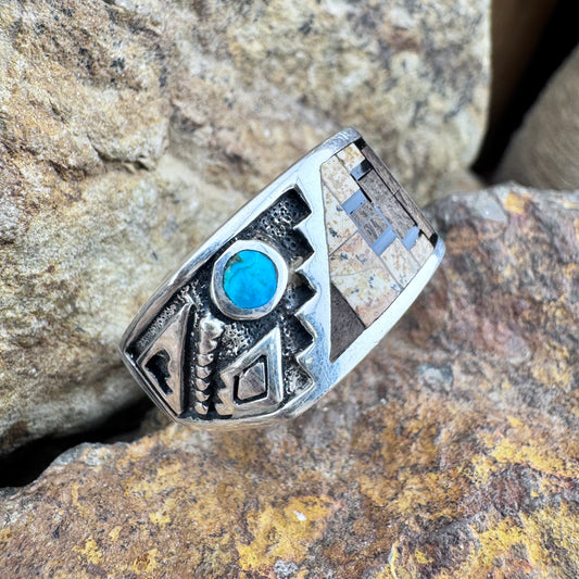 David Rosales Iron Spirit Inlaid Sterling Silver Ring