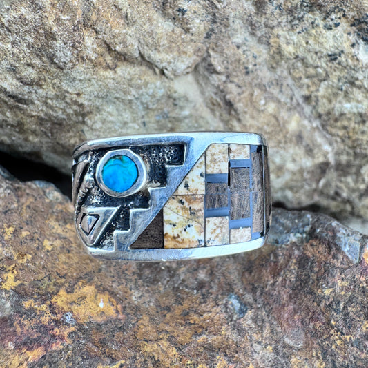 David Rosales Iron Spirit Inlaid Sterling Silver Ring