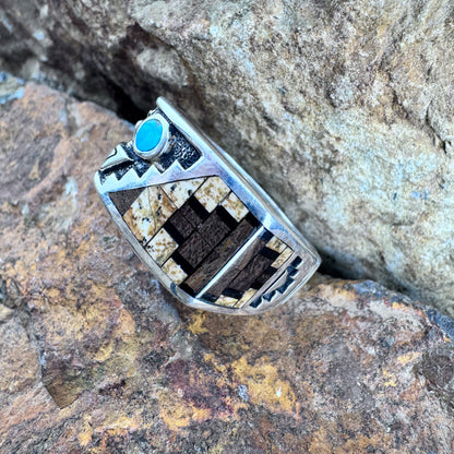 David Rosales Iron Spirit Inlaid Sterling Silver Ring