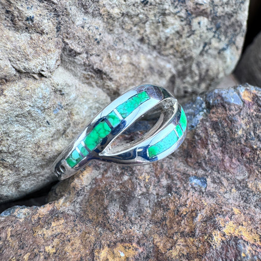 David Rosales Gaspeite Inlaid Sterling Silver Ring