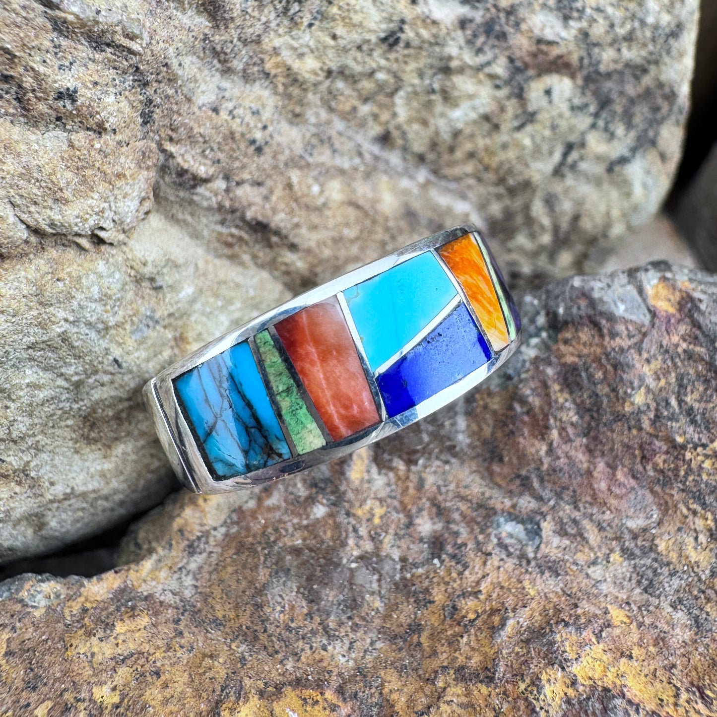 David Rosales Indian Summer Inlaid Sterling Silver Ring