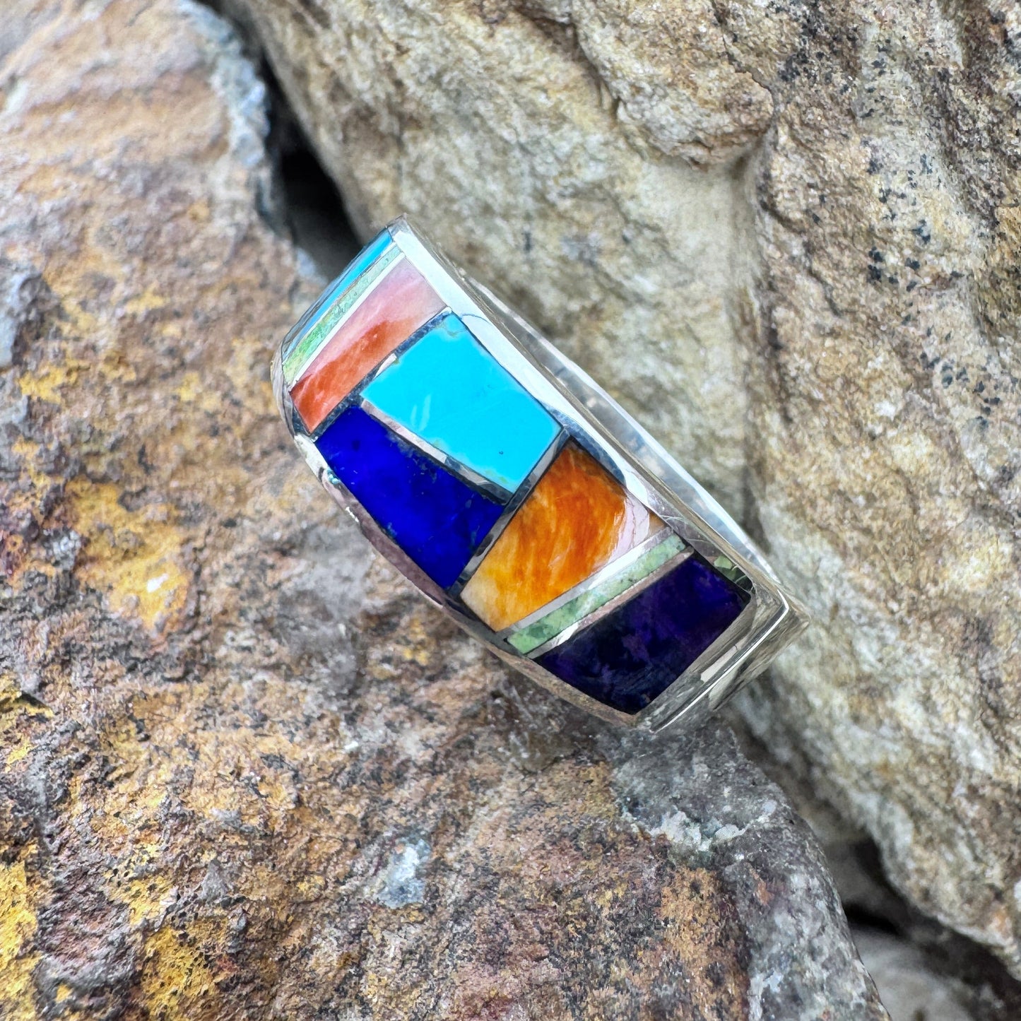 David Rosales Indian Summer Inlaid Sterling Silver Ring