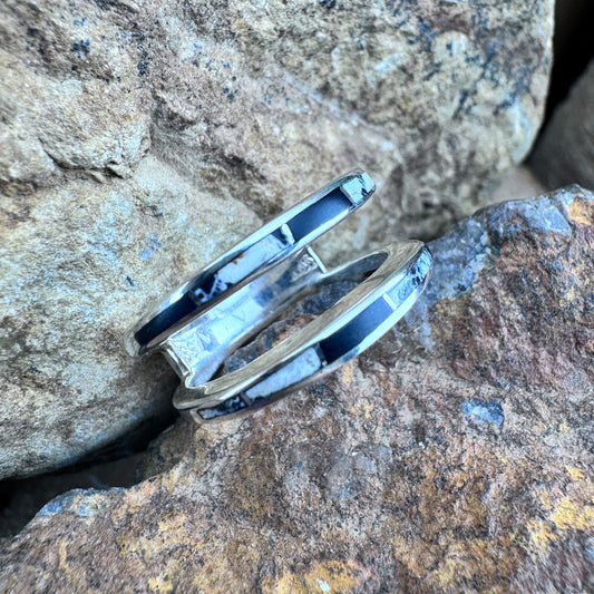 David Rosales White Buffalo Inlaid Sterling Silver Ring