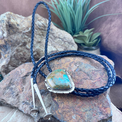 Vintage Crow Springs Turquoise Bolo Tie - Estate