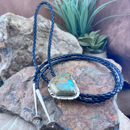 Vintage Crow Springs Turquoise Bolo Tie - Estate