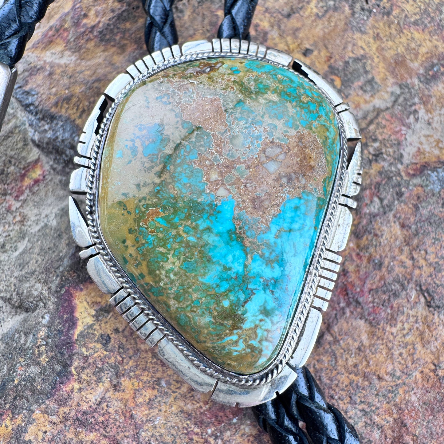 Vintage Crow Springs Turquoise Bolo Tie - Estate