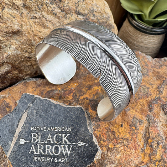 Sterling Silver Feather Cuff Bracelet by Angela Martin