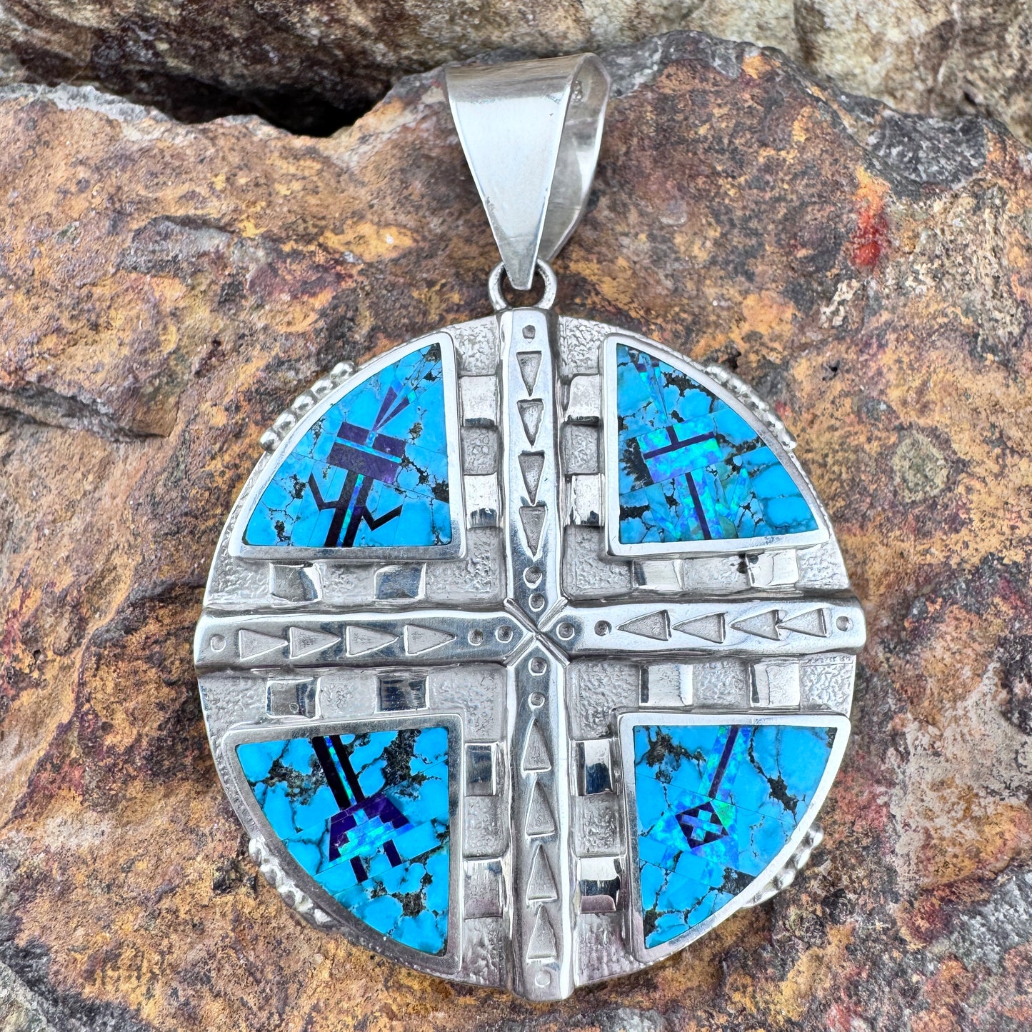 David Rosales Two Sided Inlaid Pendant - Estate