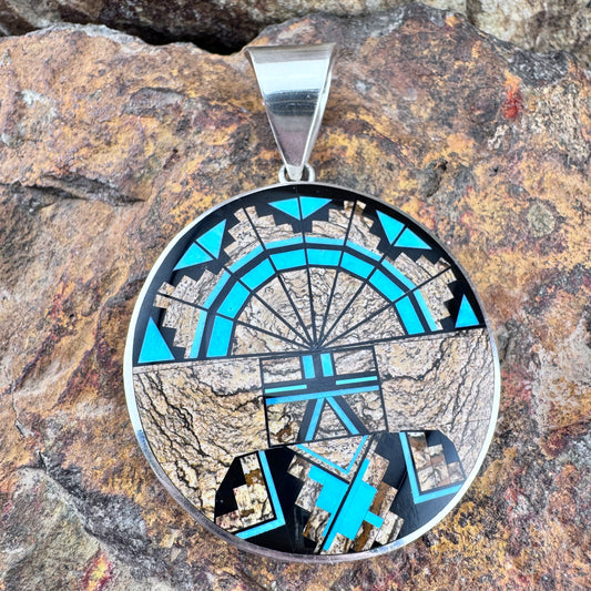 David Rosales Two Sided Inlaid Pendant - Estate