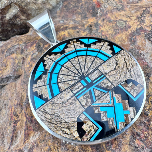David Rosales Two Sided Inlaid Pendant - Estate
