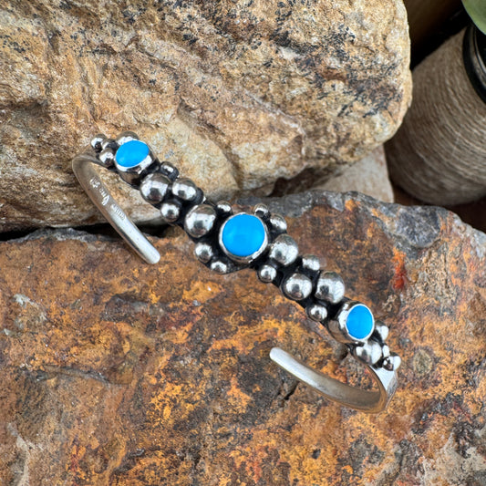 Million Drops Sleeping Beauty Turquoise Sterling Silver Cuff Bracelet by Ray Coriz