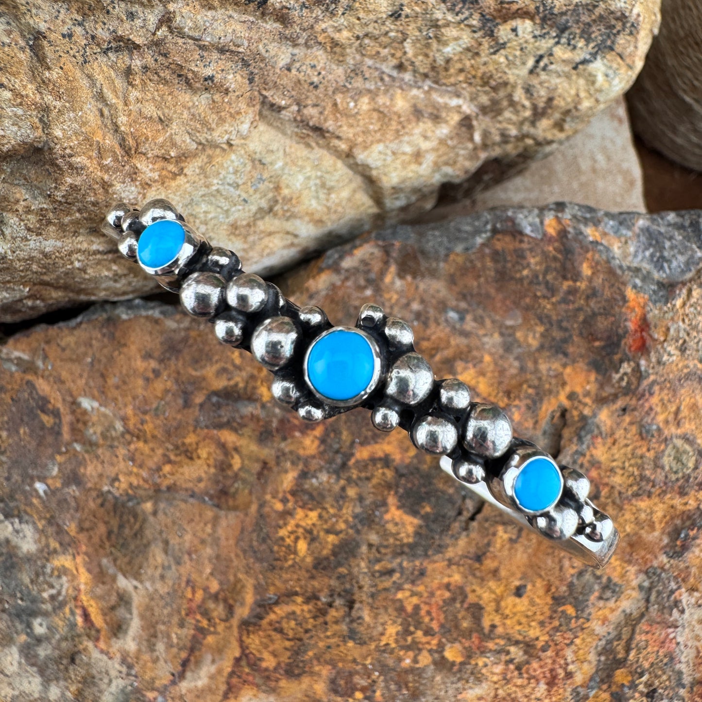 Million Drops Sleeping Beauty Turquoise Sterling Silver Cuff Bracelet by Ray Coriz