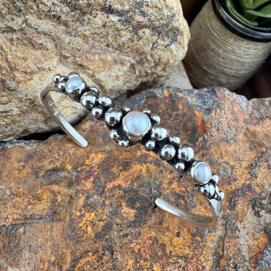 Million Drops Fresh Water Pearl Sterling Silver Cuff Bracelet by Ray Coriz