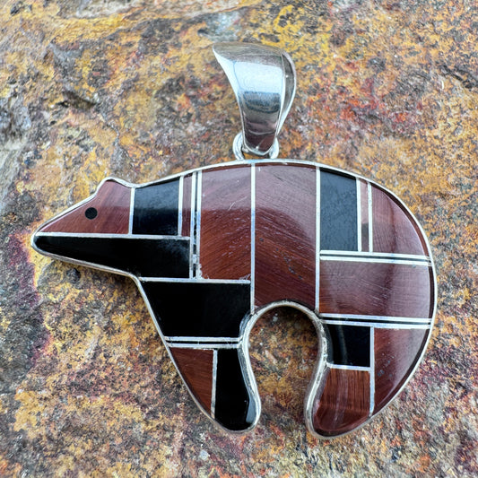 Vintage Bear Inlaid Pendant - Estate