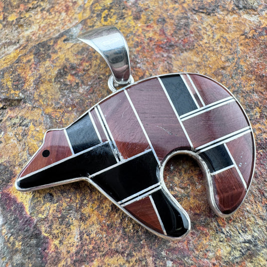 Vintage Bear Inlaid Pendant - Estate