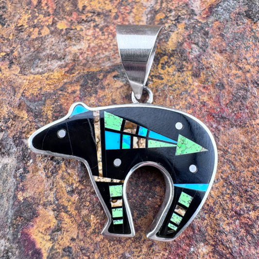 David Rosales Inlaid Bear Pendant - Estate