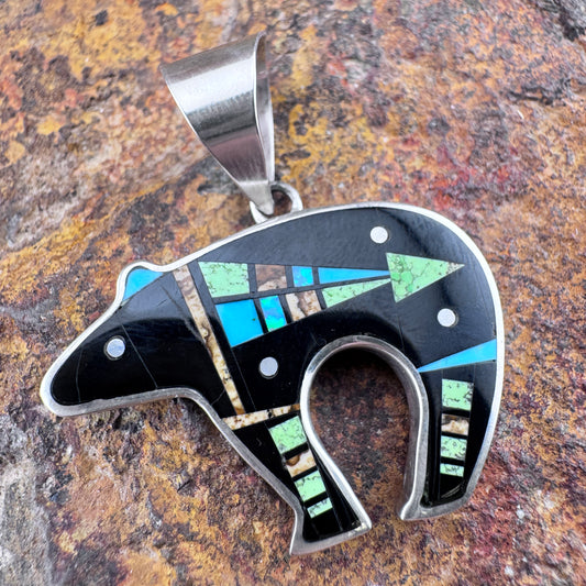 David Rosales Inlaid Bear Pendant - Estate