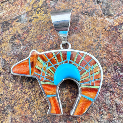 David Rosales Inlaid Bear Pendant - Estate