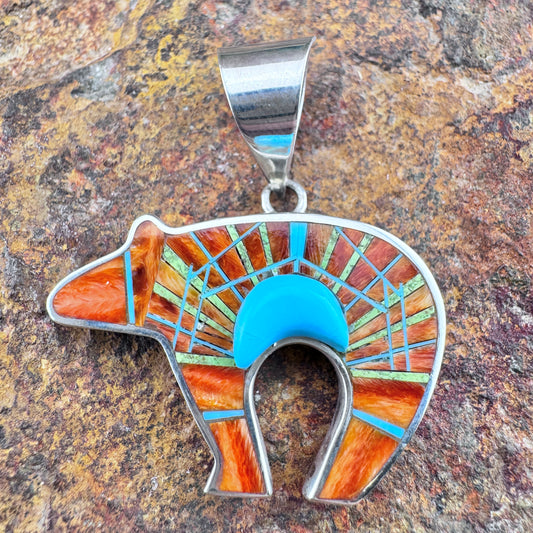 David Rosales Inlaid Bear Pendant - Estate