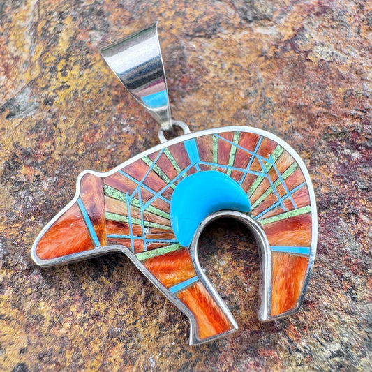 David Rosales Inlaid Bear Pendant - Estate