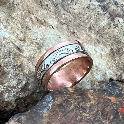 Sterling Silver & Copper Ring By Sylvana Apache Size 6.25