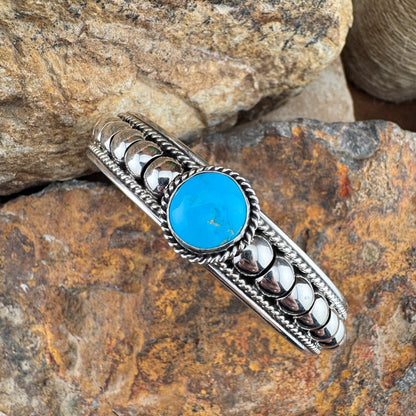 Kingman Turquoise Sterling Silver Cuff Bracelet by Tom Charlie