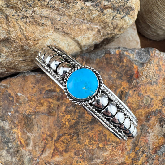 Kingman Turquoise Sterling Silver Cuff Bracelet by Tom Charlie