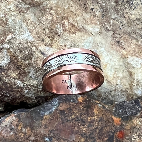 Sterling Silver & Copper Ring By Sylvana Apache Size 7.5