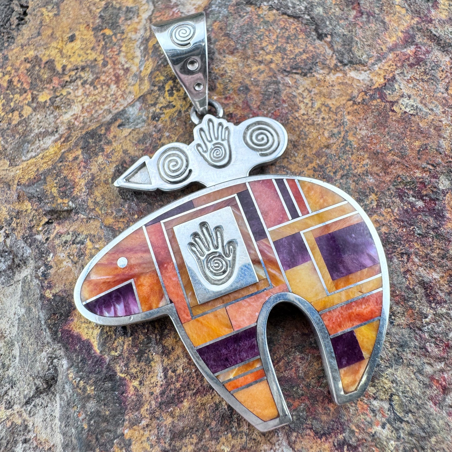 Vintage Spiny Oyster Bear Pendant by Leslie & Ray Tracey - Estate