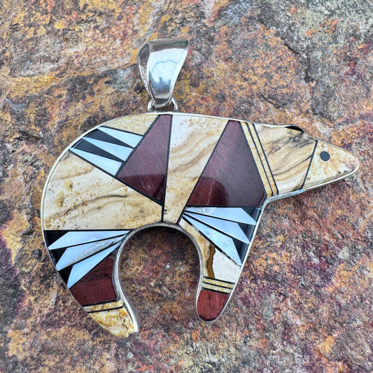 Vintage Bear Inlaid Pendant - Estate