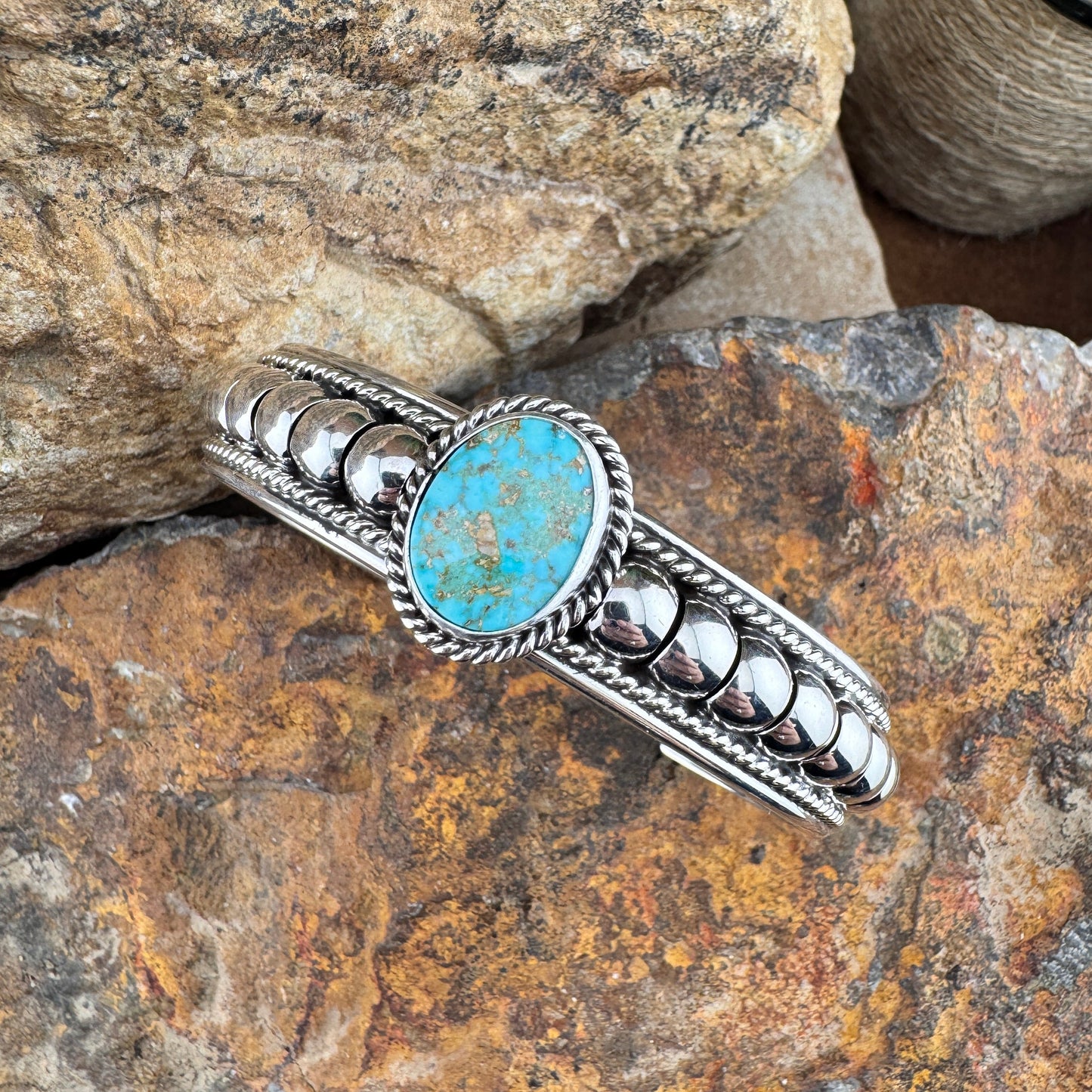 Royston Turquoise Sterling Silver Cuff Bracelet by Tom Charlie