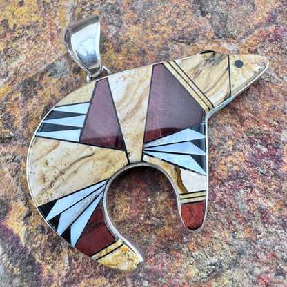 Vintage Bear Inlaid Pendant - Estate
