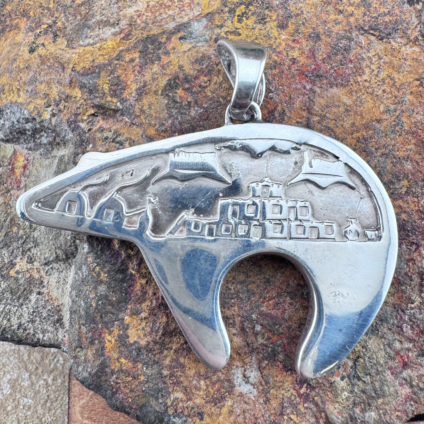 Vintage Bear Inlaid Pendant - Estate