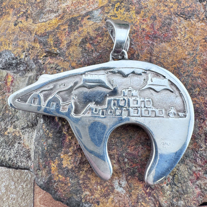 Vintage Bear Inlaid Pendant - Estate