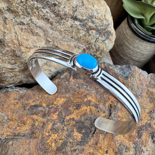 Sleeping Beauty Turquoise Shell Sterling Silver Bracelet Cuff by David Chee