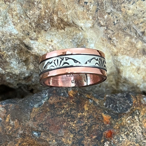 Sterling Silver & Copper Ring By Sylvana Apache Size 9.5