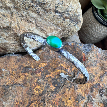 Forged Sterling Silver Cuff with Sonoran Gold Turquoise by Ray Coriz