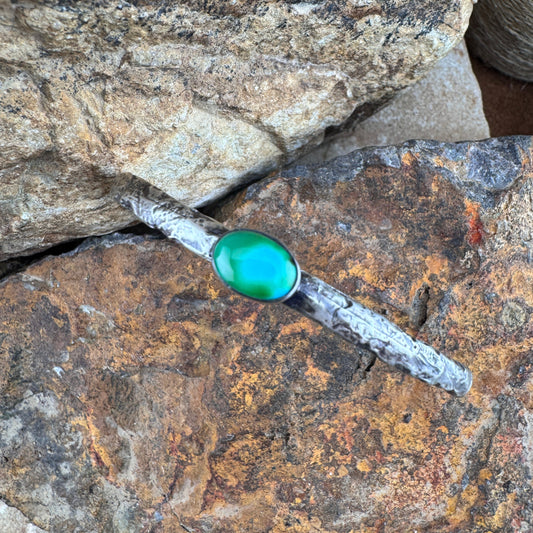 Forged Sterling Silver Cuff with Sonoran Gold Turquoise by Ray Coriz