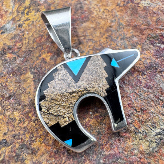 David Rosales Inlaid Bear Pendant - Estate