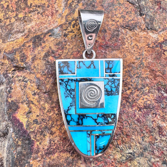 Vintage Inlaid Pendant by L Tracey - Estate