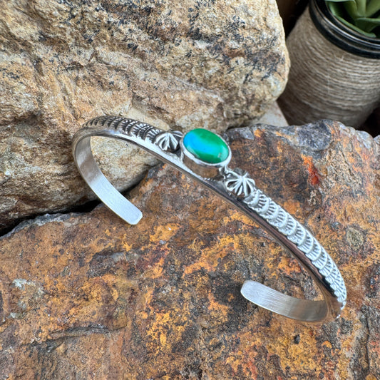 Sonoran Gold Turquoise Sterling Silver Bracelet Cuff by Jermie Delgarito
