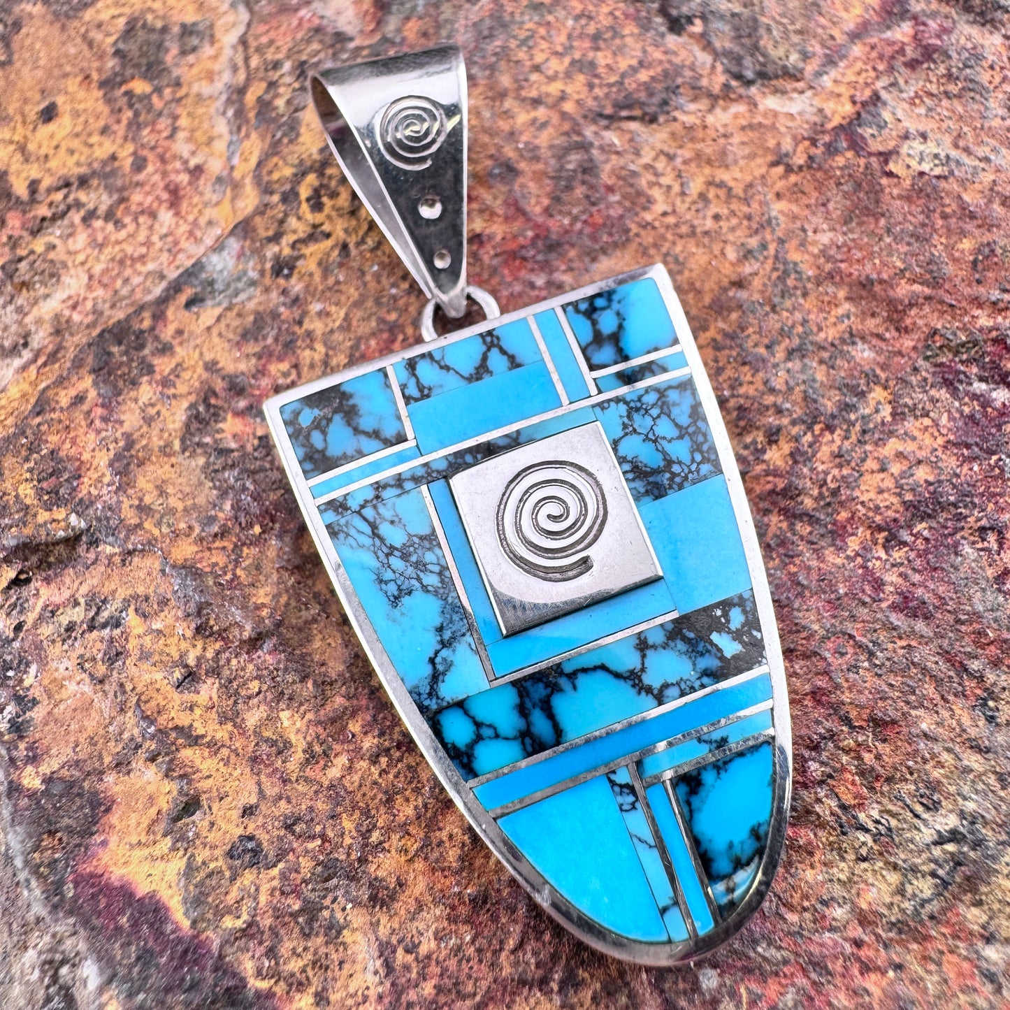 Vintage Inlaid Pendant by L Tracey - Estate