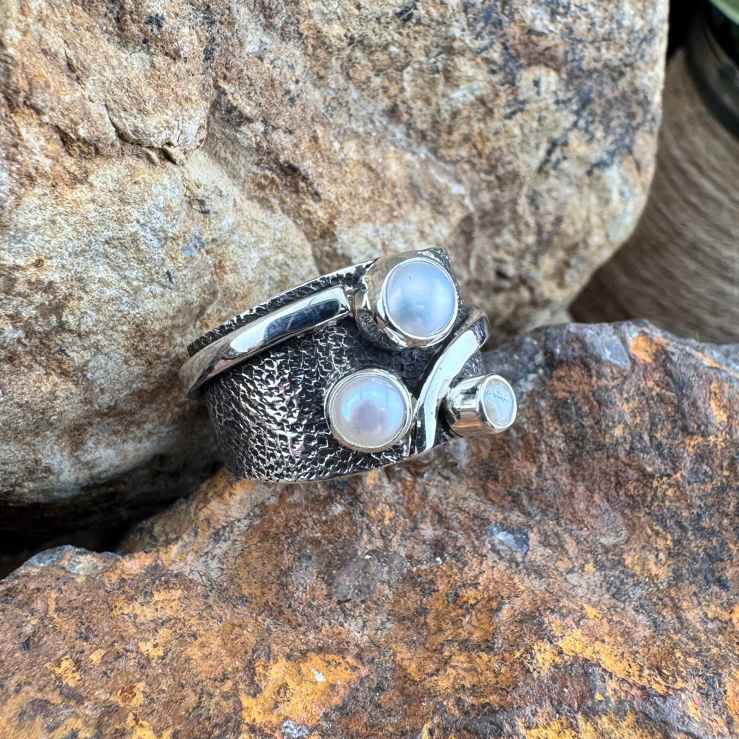 Fresh Water Pearl Sterling Silver Ring by Ray Coriz