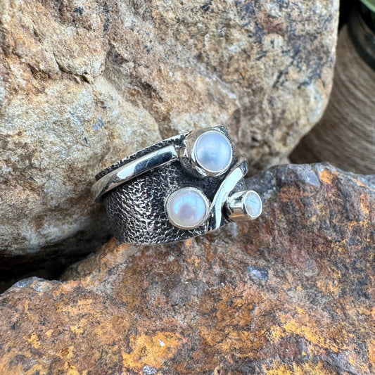 Fresh Water Pearl Sterling Silver Ring by Ray Coriz