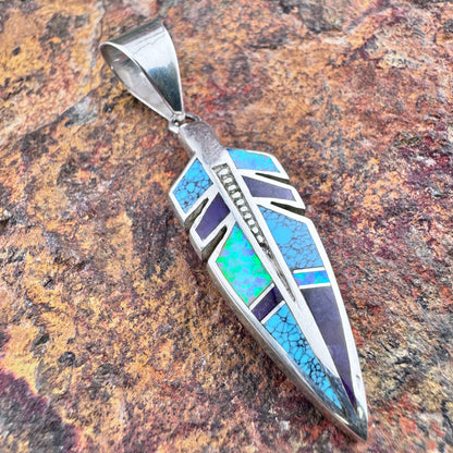 Vintage David Rosales Shalako Feather Pendant - Estate
