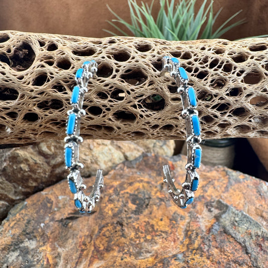 Kingman Turquoise Petite Point Zuni Earrings by Aurelia Hughte