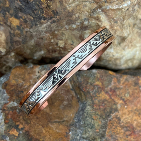 Sterling Silver Copper Cuff Bracelet 7 1/4" Wrist By Sylvana Apache